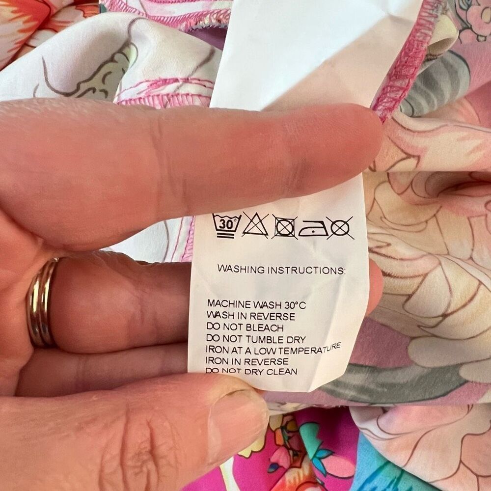 Farm Rio Anthropologie Eulalie pink floral Wide-Leg Jumpsuit size XS - Picture 12 of 13